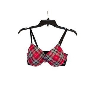 Victoria's Secret Pink Plaid Wear Everywhere Push-Up Bra Adjustable Straps Size